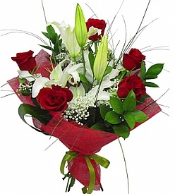 1 dal kazablanka 5 kırmızı gül buketi  Düzce ucuz çiçek gönder 