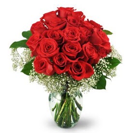25 adet kırmızı gül cam vazoda  Düzce uluslararası çiçek gönderme 