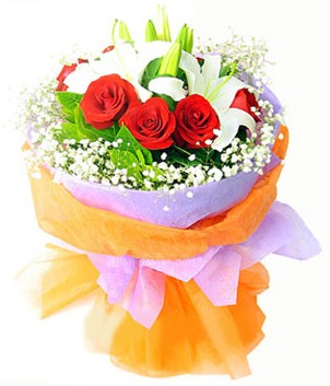  Düzce internetten çiçek siparişi  1 dal kazablanka 7 adet kırmızı gül buketi