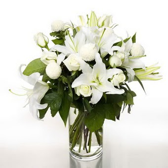  Düzce internetten çiçek siparişi  1 dal cazablanca 7 adet beyaz gül vazosu
