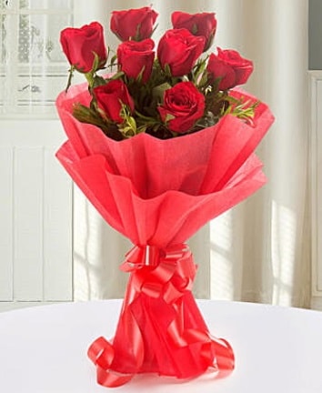 9 adet kırmızı gülden modern buket  Düzce çiçekçiler 